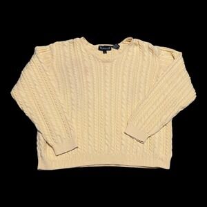 Vintage 90s Wainscott 100% Cotton Yellow V-neck Sweater Women's Medium